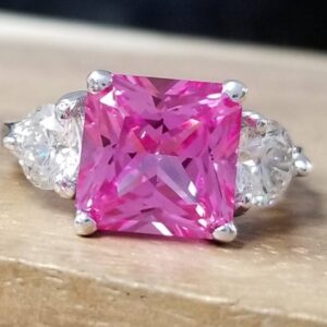 4.55ct. 14k white  gold engagement ring. Radiant cut pink sapphire