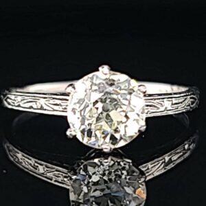 Platinum vintage  art deco filigree  engagement ring 1.22ct natural old mine cut Diamond circ 1920's