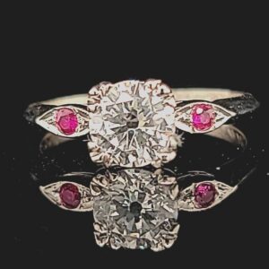 Platinum vintage euro cut 1.05ct natural  Diamond engagement ring circ 1930's