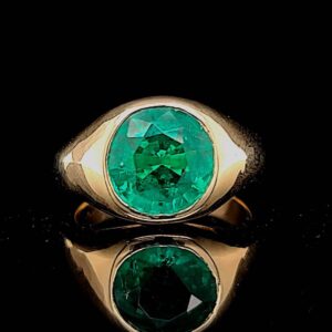 Vintage 10K Yellow Gold unisex Ring 4.35ct. Gem Green  Emerald round shape