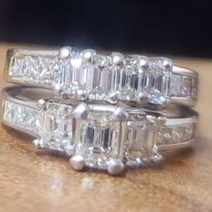 Vintage platinum set wedding and engagement ring  2.65ct. SI1-I