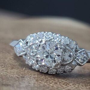 Vintage art  deco filigree 0.75ct natural Diamond platinum ring VS1-I Circ 1940's