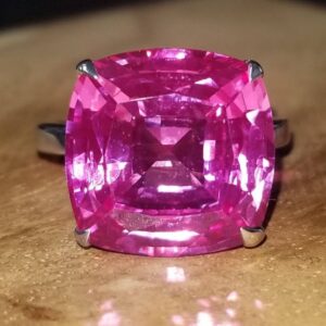 15.27ct. Tiffany & Co 18K white Gold  engagement Ring Gem pink sapphire cushion shape