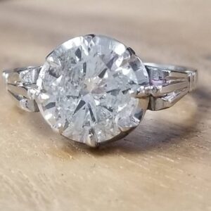 2.20carat platinum art deco filigree  engagement ring natural round  Diamond circ 1920's